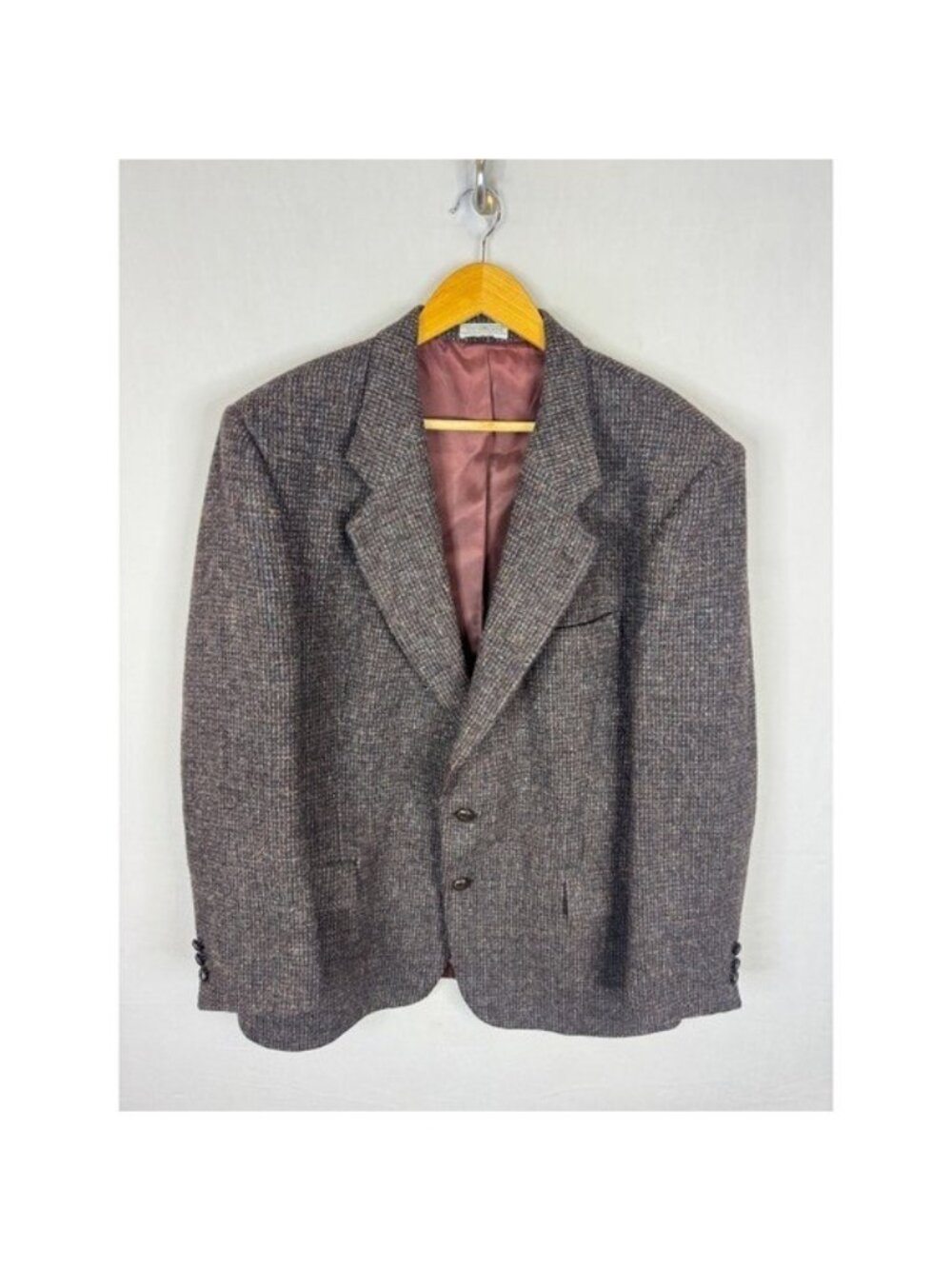 Harris Tweed Leishman Blazer Mens 44R Brown Wool Sport Coat Scotland